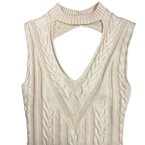 MARCIANO Cable Knit Open Back Choker Sweater Dress Sz XS - Picture 2 of 4